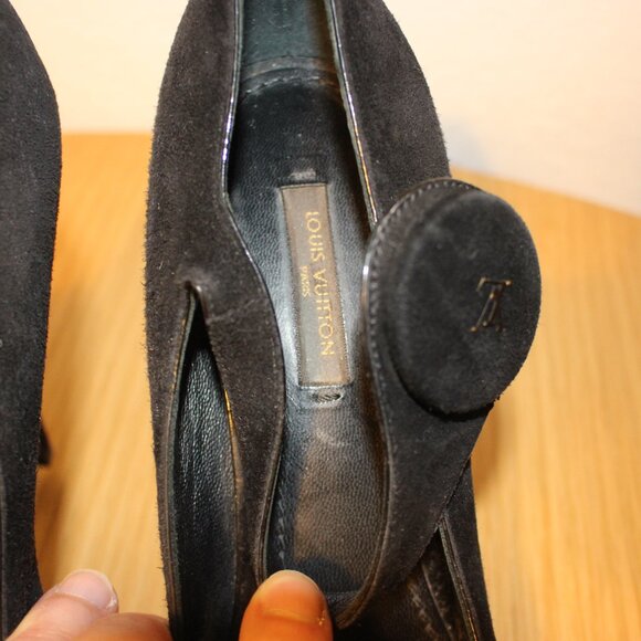 Louis Vuitton 4 inch Heel Black Suede Size 37.5 - Picture 4 of 7